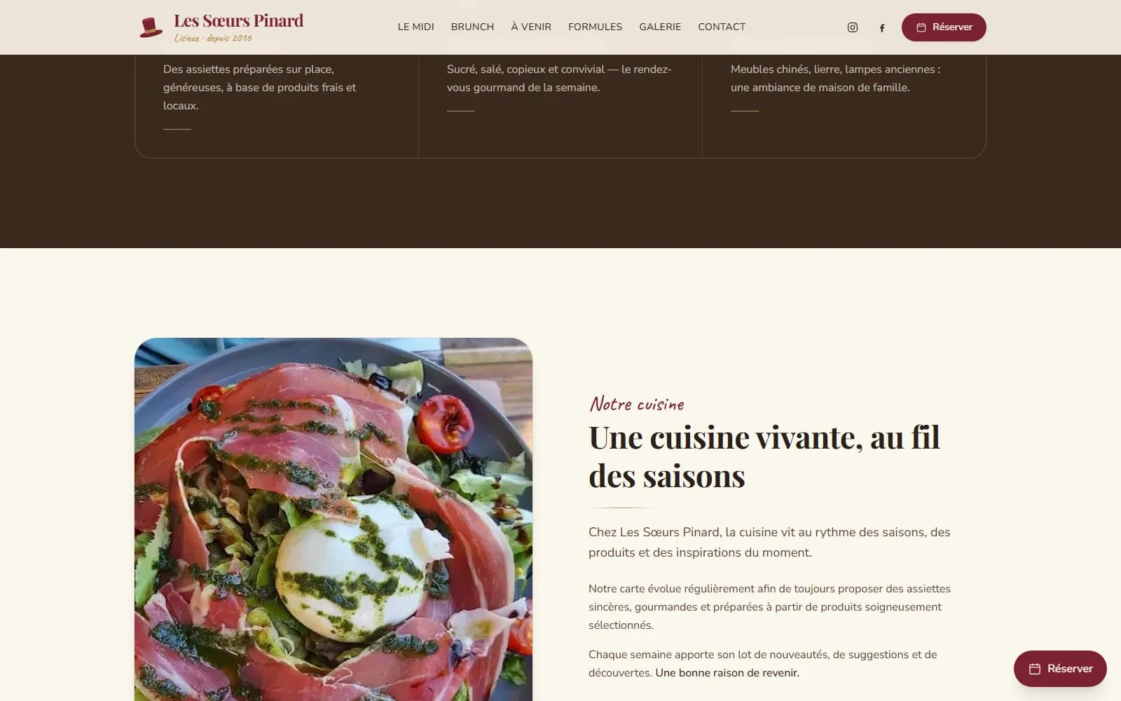 Section cuisine : une assiette de saison des Sœurs Pinard