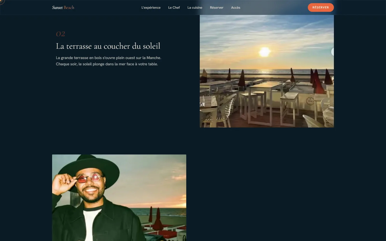 Chapitre « La terrasse au coucher du soleil » : la terrasse plein ouest et le chef